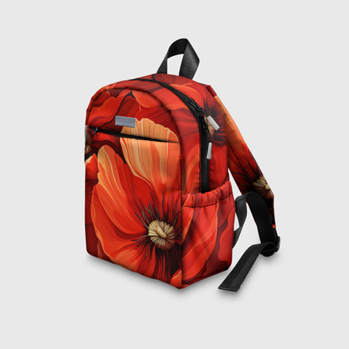 Детский рюкзак 3D с принтом Крупные красные маки, вид сбоку #3