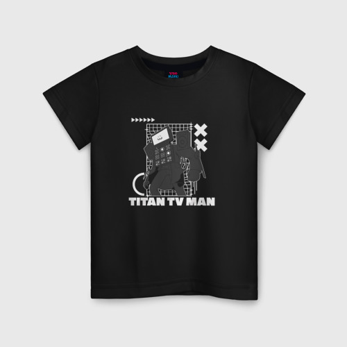 Детская футболка хлопок Titan TV Man, цвет черный