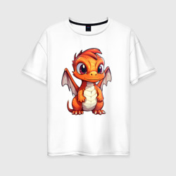 Милый маленький новогодний дракон  2024 – Женская футболка хлопок Oversize с принтом купить со скидкой в -16%