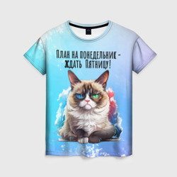 Женская футболка 3D Философия кота