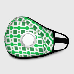 Зелёные кирпичики и белые полосы – Маска из неопрена с принтом купить