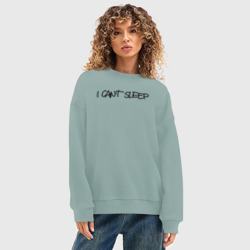 Женский свитшот oversize без начеса хлопок I cant sleep - фото 2