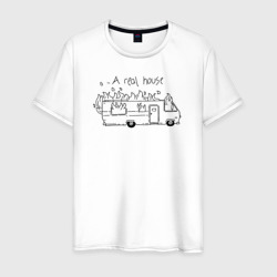 Мужская футболка хлопок Горящий дом на колесах