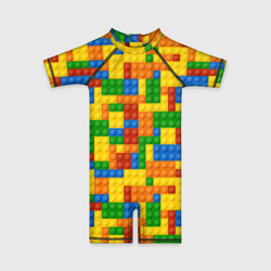 Лего - разноцветная стена – Детский купальный костюм 3D с принтом купить