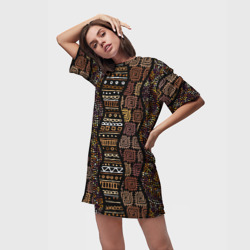 Платье-футболка 3D Волнистый этнический орнамент - фото 2