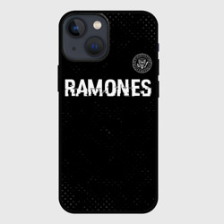 Чехол для iPhone 13 mini Ramones glitch на темном фоне посередине