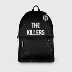 Рюкзак с принтом The Killers glitch на темном фоне посередине для любого человека, вид спереди №3. Цвет основы: белый