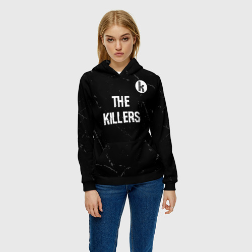 Женская толстовка 3D The Killers glitch на темном фоне посередине, цвет 3D печать - фото 3