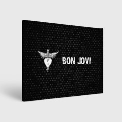 Холст прямоугольный Bon Jovi glitch на темном фоне по-горизонтали