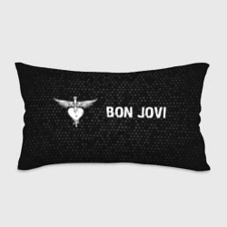 Подушка 3D антистресс Bon Jovi glitch на темном фоне по-горизонтали