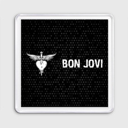 Магнит 55*55 Bon Jovi glitch на темном фоне по-горизонтали