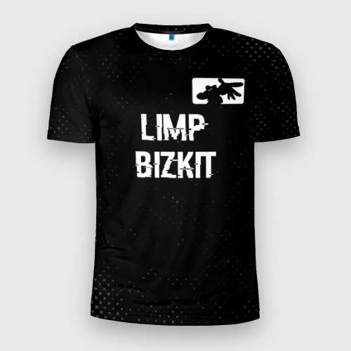 Мужская футболка 3D Slim Limp Bizkit glitch на темном фоне посередине, цвет 3D печать