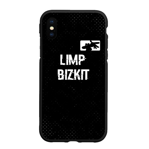 Чехол для iPhone XS Max матовый Limp Bizkit glitch на темном фоне посередине