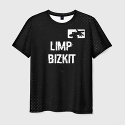 Мужская футболка 3D Limp Bizkit glitch на темном фоне посередине