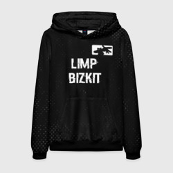 Мужская толстовка 3D Limp Bizkit glitch на темном фоне посередине