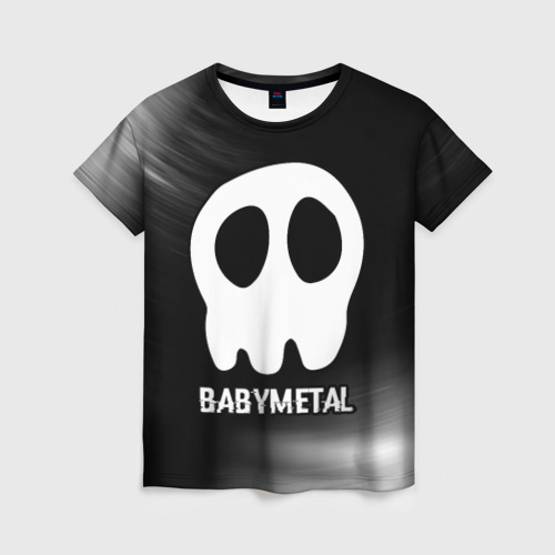 Женская футболка с принтом Babymetal glitch на темном фоне, вид спереди №1