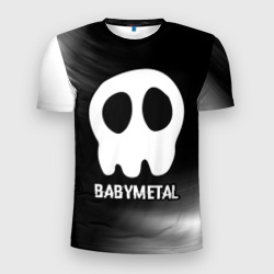 Мужская футболка 3D Slim Babymetal glitch на темном фоне