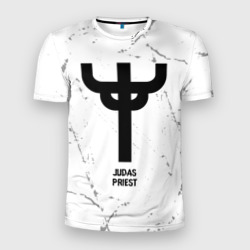 Мужская футболка 3D Slim Judas Priest glitch на светлом фоне