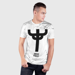 Мужская футболка 3D Slim Judas Priest glitch на светлом фоне - фото 2