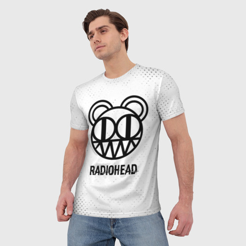 Мужская футболка 3D с принтом Radiohead glitch на светлом фоне, фото на моделе #1