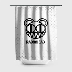 Штора 3D для ванной Radiohead glitch на светлом фоне