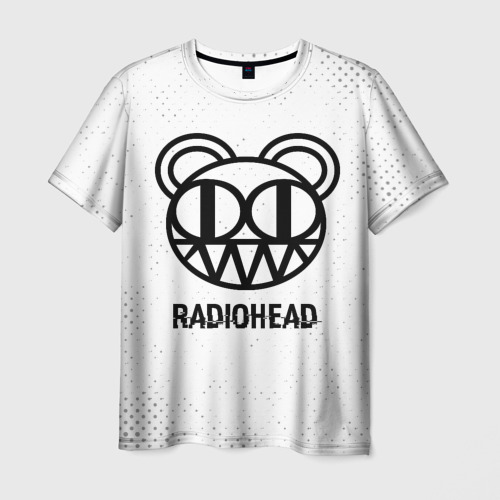 Мужская футболка 3D с принтом Radiohead glitch на светлом фоне, вид спереди #2