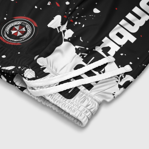 Детские спортивные шорты 3D Umbrella Security на спортивном красно бело чёрном , цвет 3D печать - фото 6