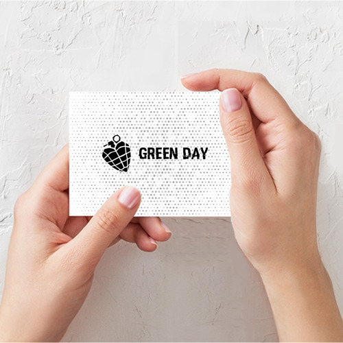 Поздравительная открытка Green Day glitch на светлом фоне по-горизонтали, цвет белый - фото 3