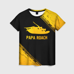 Женская футболка 3D Papa Roach - gold gradient