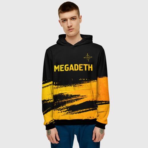 Мужская толстовка 3D Megadeth - gold gradient посередине, цвет черный - фото 3