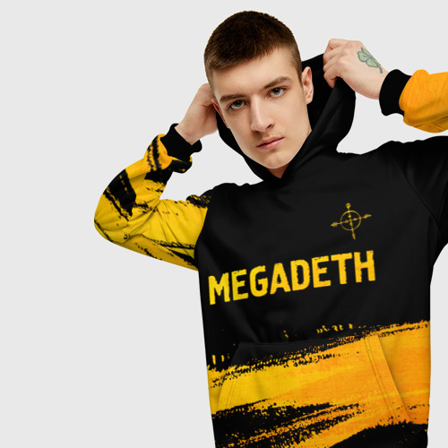 Мужская толстовка 3D Megadeth - gold gradient посередине, цвет черный - фото 5