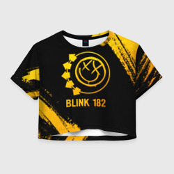 Женская футболка Crop-top 3D Blink 182 - gold gradient