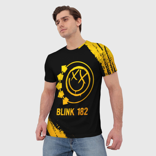 Мужская футболка 3D Blink 182 - gold gradient, цвет 3D печать - фото 3