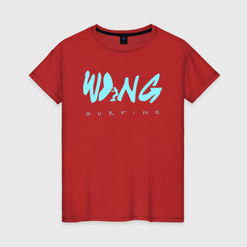 Женская футболка хлопок Wing surfing светлый, цвет красный