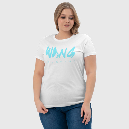 Женская футболка хлопок Wing surfing светлый, цвет белый - фото 6