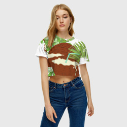 Женская футболка Crop-top 3D Кокосы и листья - фото 2