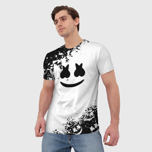 Мужская футболка 3D Marshmello dj краски, цвет 3D печать - фото 3