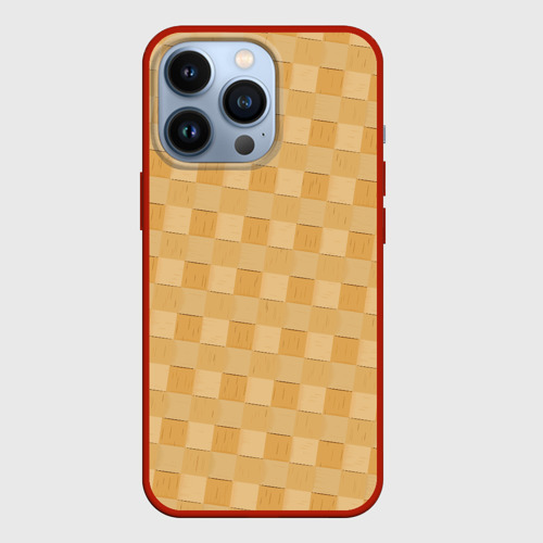 Чехол для iPhone 13 Pro с принтом Плетение из берёсты текстура, вид спереди #2