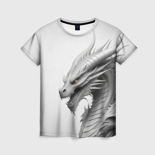Женская футболка Белый дракон минимализм 👚 – купить в интернет-магазине