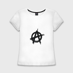 Женская футболка хлопок Slim Символ анархии минимализм