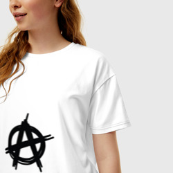 Женская футболка хлопок Oversize Символ анархии минимализм - фото 2