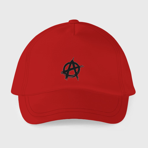Детская бейсболка Символ анархии минимализм, цвет красный - фото 2