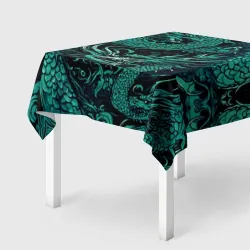 Скатерть 3D Дракон бирюзового цвета