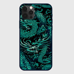 Чехол для iPhone 12 Pro Max Дракон бирюзового цвета