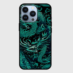 Чехол для iPhone 13 Pro Дракон бирюзового цвета