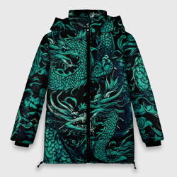 Женская зимняя куртка Oversize Дракон бирюзового цвета