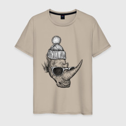 Носорог в очках – Мужская футболка хлопок с принтом купить со скидкой в -20%
