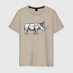 Носорог стильный в профиль – Мужская футболка хлопок с принтом купить со скидкой в -20%