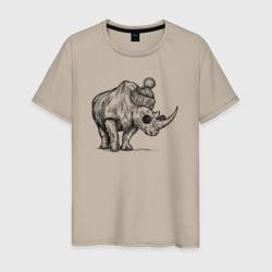 Носорог стильный – Мужская футболка хлопок с принтом купить со скидкой в -20%