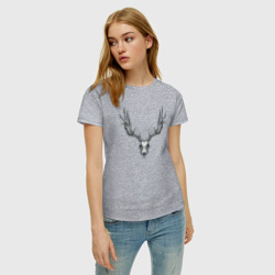 Женская футболка хлопок Череп оленя анфас - фото 2